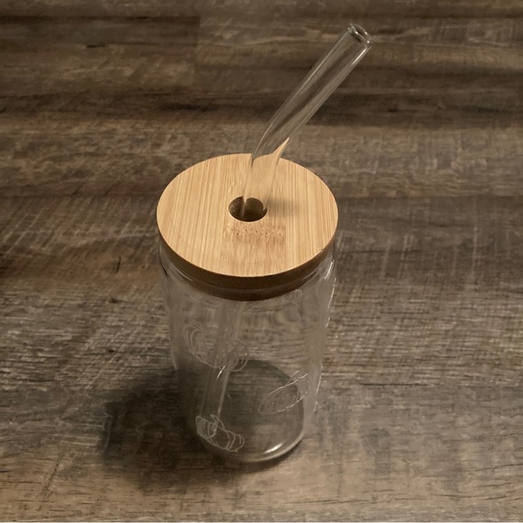 Glass Tumbler, Fall, Pumpkin, Iced Coffee, Handmade, Glass Straw-Brand New! - Picture 3 of 3